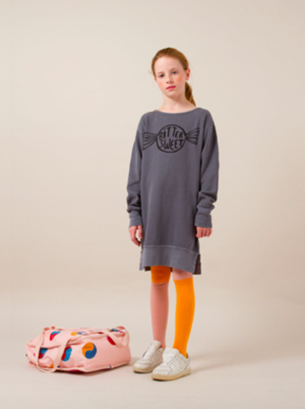 Bobo Choses Bitter Sweet Sweatshirt Dress Gray Organic Cotton 6-7